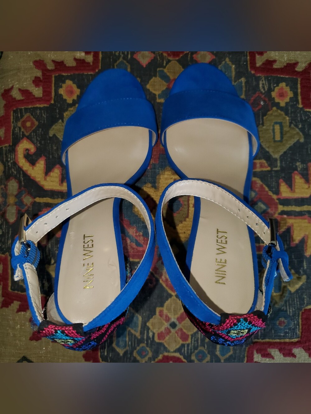 Nine West Embroidered Block Heels Size 8 - Picture 4 of 5